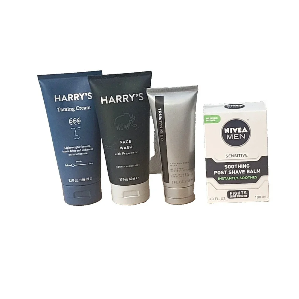 4x Of Mens Products Harrys Face Wash, Herrys Taming Cream,True, Nivea Shave Balm
